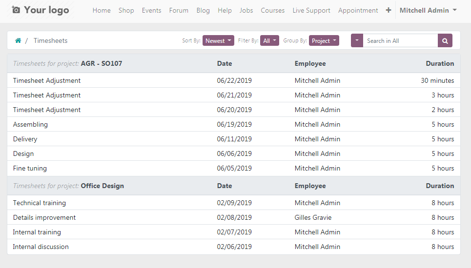 fheodoo's tweet photo. #Odoo R&amp;D peek: Timesheets on portal. Customers of service companies can now keep track of time-based services delivered.
https://t.co/BOoBWb8lD6
https://t.co/tJlWgdajat
https://t.co/s4zJWZpMdE
#odoord https://t.co/bZ4VFN4sTI