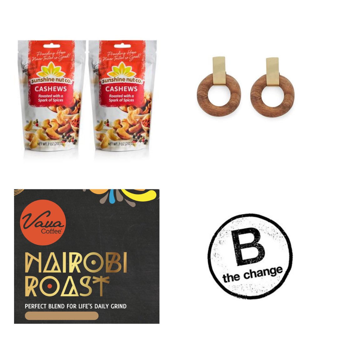 B corps balance profit with people and planet.

These are some of the products from our b corps <a href="/Shop_Soko/">SOKO</a> <a href="/VavaCoffeeKenya/">Vava Coffee</a> <a href="/sunshinenutco/">Sunshine Nut Company</a> who are using their businesses as a force for good.
#bcorps #bethechange #makinganimpact