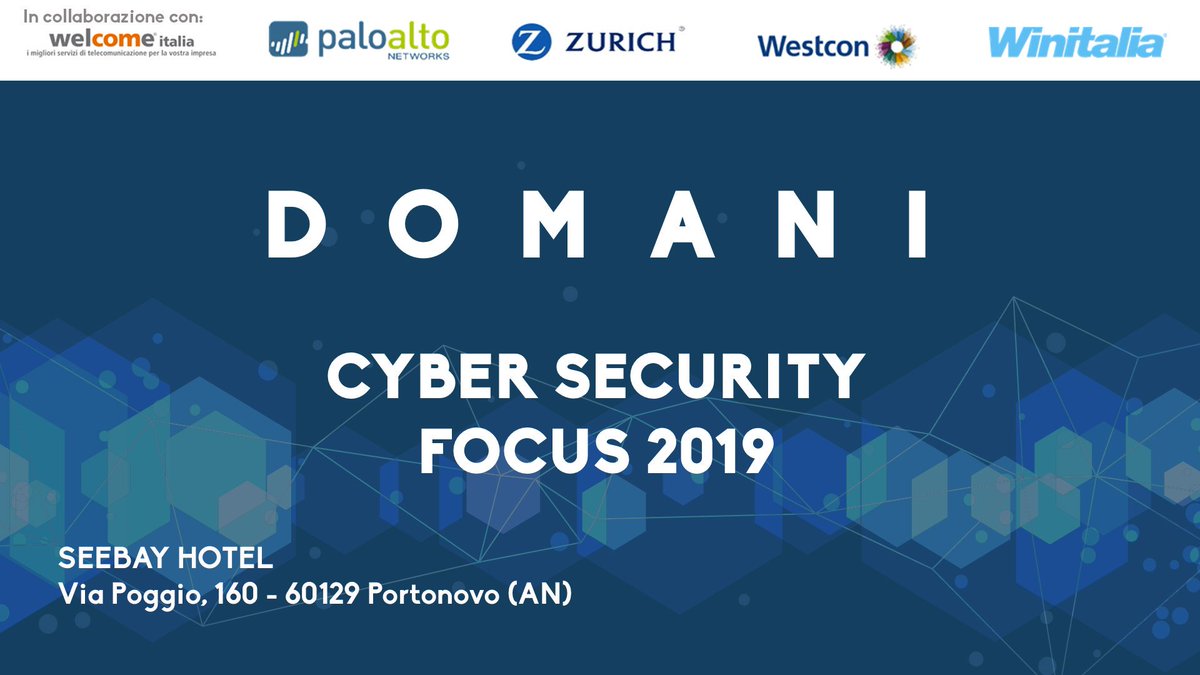 winitalia's tweet photo. Finalmente il gran giorno è arrivato! Domani al @Seebayhotel, si terrà un seminario sullo stato dell'arte della #cybersicurezza nel 2019, con gli esperti della @welcomeitalia , @PaloAltoNtwksIT, @Zurich , @Westcon_Italy. https://t.co/dw34WhLJVm
