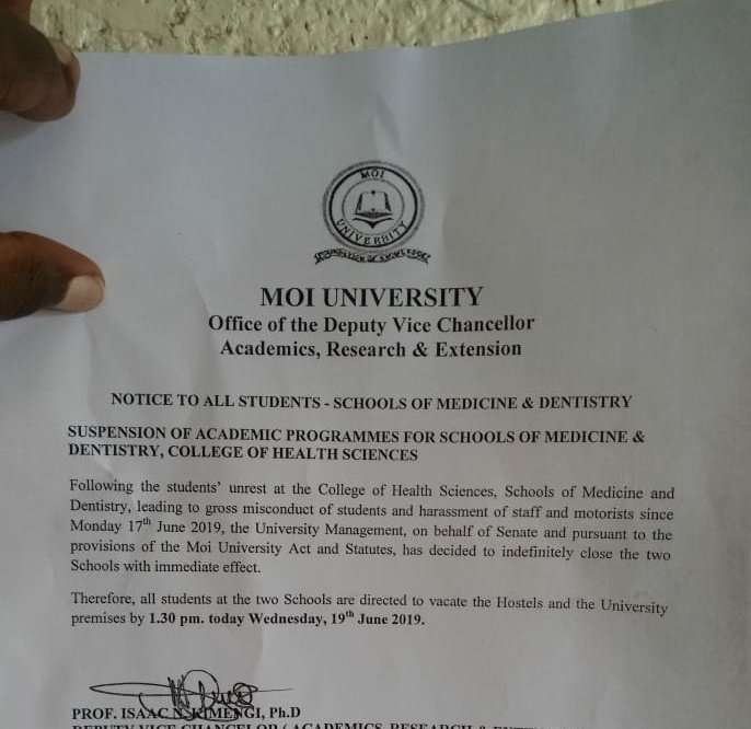 Its so unfortunate that Moi schools of Medicine and Dentistry were closed indefinately. The lecturers must find better ways to solve their issues other than punishing innocent students who already have overstayed in school. Someone hear us #MoiMedSchClosed