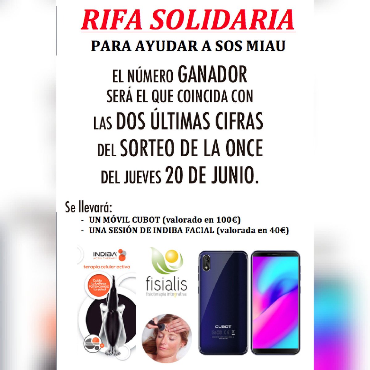 fisialis1's tweet photo. Hoy es el sorteo!! Mañana anunciaremos al ganador ...
Suerte para todos!!!

#sorteo #suerte #fisialis #solidaridad #ayuda https://t.co/rzhOXdjWwa