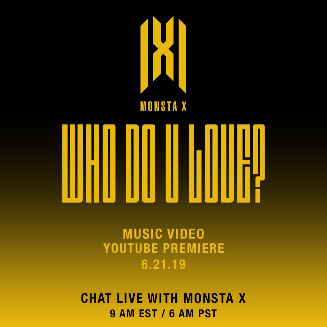 OfficialMONSTAX's tweet photo. [#MONSTA_X]
ONE MORE DAY until the official premiere of the "Who Do U Love?" music video! Tune in tomorrow at 9AM ET
#WHODOULOVE #MONSTAX #몬스타엑스
👉 https://t.co/pWi2KEbapl https://t.co/53XrcVflP0