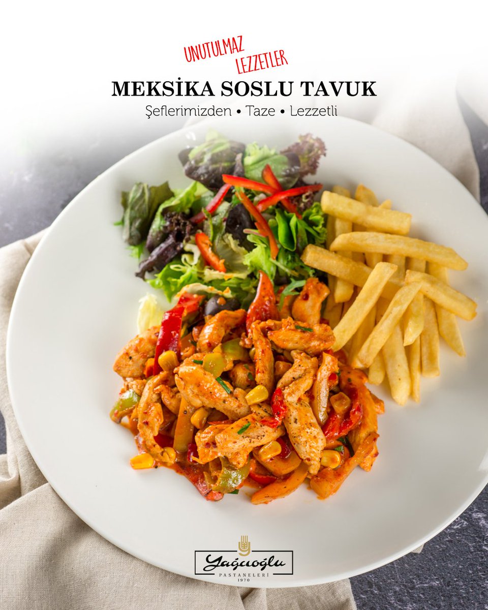 🍴Şeflerimizden özel soslar eşliğinde hazırlanan "Meksika Soslu Tavuk" bugünün yıldızı.🌟 #YağcıoğluPastaneleri #istanbul #lezzet

instagram.com/yagcioglupasta…