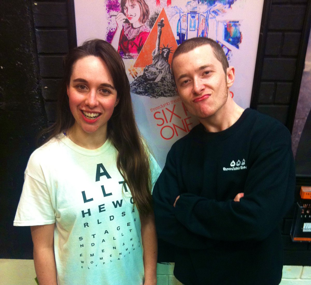 3dumbtheatre's tweet photo. #ThrowbackThursday 🎭
Emma Bentley & #SixPlaysOneDay co-producer Stephen Smith after Emma’s solo show #ToSheOrNotToShe at the @TristanBates back in February.
📸 Photo taken by @LIPALiverpool’s principle Mark Featherstone-Witty who came down to see all 6 plays 🙏🏻 https://t.co/q3xQ94H8Hx