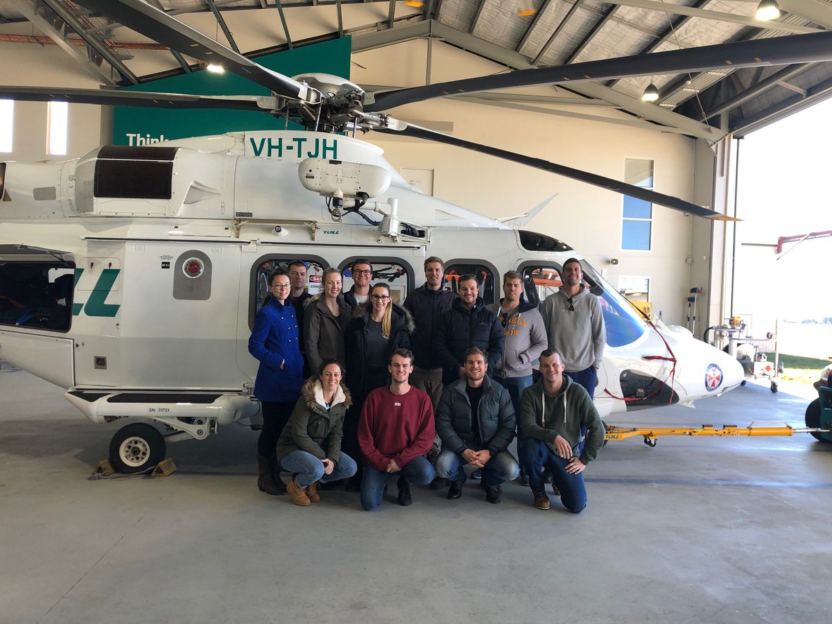 AckerJoe's tweet photo. Day 3 of the @CharlesSturtUni Critical Care Paramedic Skills subject (part of the Masters of Paramedicine course) gave the students a break from high-fidelity simulations to join @martynichols9 for a visit to the @NSWAmbulance @tollambulance Air Ambulance Base in Orange. #ccp https://t.co/XmeToF5gPa
