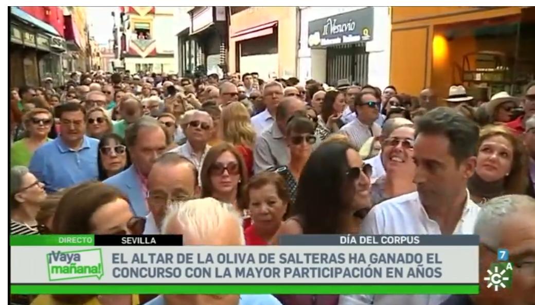 Día del Corpus en #Sevilla <a href="/vayamananacstv/">¡Vaya Mañana!</a> una tradición que se remonta al año 1389 <a href="/fdlaguardia/">FernandoDdelaGuardia</a> <a href="/Inesporro/">InesPorro</a> <a href="/INMA_NAVAS/">INMA NAVAS</a> El altar de la Oliva de Salteras, primer premio de concurso de altares <a href="/canalsur/">CanalSur</a>