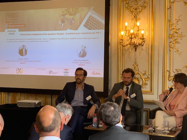 Intervention de @GroupeSMA au forum <a href="/argusassurance/">L'Argus de l'Assurance</a> pour présenter nos solutions d’assurance pour les artisans et les tpe avec <a href="/jd_michel/">MICHEL Jean-David</a> de notre partenaire <a href="/PROBTP_Groupe/">PRO BTP Groupe</a>. #MonassuranceBTP #ArgusConstruction