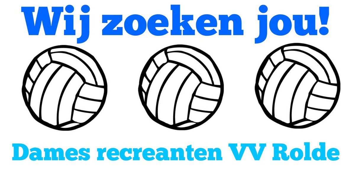 DAMES RECREANTEN ZOEKT JOU!  
Wil jij lekker volleyballen op niveau maar niet elk weekend van huis? VV Rolde is op zoek naar sportieve volleyballers voor een nieuw recreantenteam!trainen en spelen thuis op maandagavond vanaf 20.45.