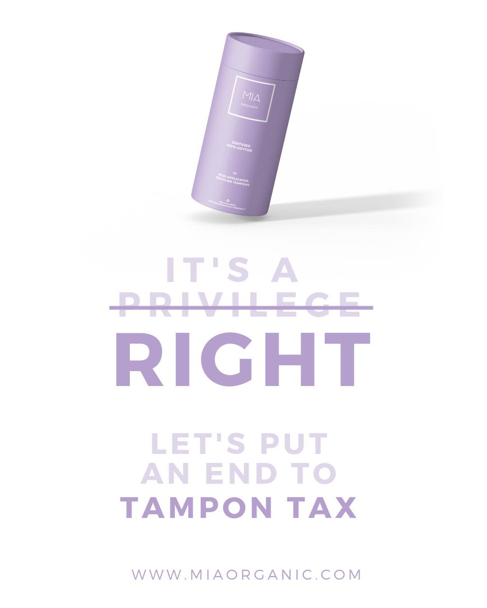 MIA_Organic's tweet photo. #TamponsAreNOTaLuxury! Instead they are a necessity like food or medical supplies and everyone should have access to them. 
.
We’d love to know your thoughts! #MIAOrganic #EndTamponTax #YourPeriodMadeSimpler https://t.co/1bckx6YObO