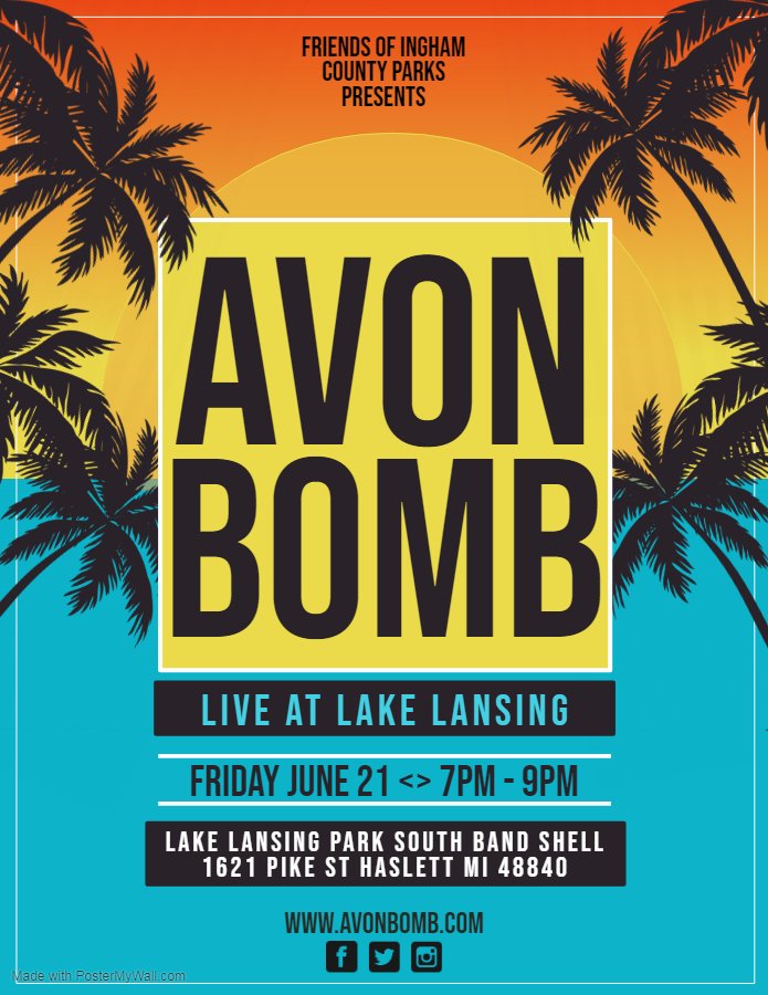 Avon Bomb (@avonbomb) on Twitter photo Sunshine is finally in the forecast for us here in Mid-Michigan, so we are going to celebrate with a beach party! Join us tomorrow night for a FREE concert at the Lake Lansing South Band Shell, hosted by Friends of <a href="/InghamParks/">Ingham County Parks</a>! 🌞🎶⛱ #beachparty #friyay #summerconcertseries Sunshine is finally in the forecast for us here in Mid-Michigan, so we are going to celebrate with a beach party! Join us tomorrow night for a FREE concert at the Lake Lansing South Band Shell, hosted by Friends of <a href="/InghamParks/">Ingham County Parks</a>! 🌞🎶⛱ #beachparty #friyay #summerconcertseries