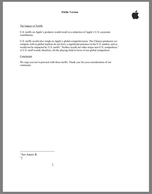 Apple&rsquo;s letter to USTR warns tariffs on Chinese imports would &ldquo;tilt the playing field&rdquo; towards its rivals<a href="/tag/tnw2019"class="tags"><span>#tnw2019</span></a>