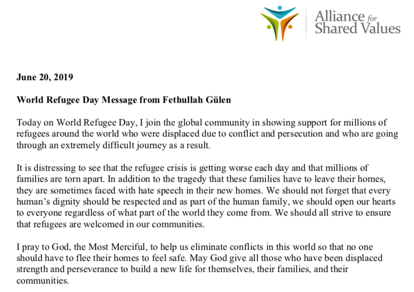 AfSV_US's tweet photo. Fethullah Gulen's World Refugee Day Message: https://t.co/DAW3GUOv51 https://t.co/PYgGsT3SKR