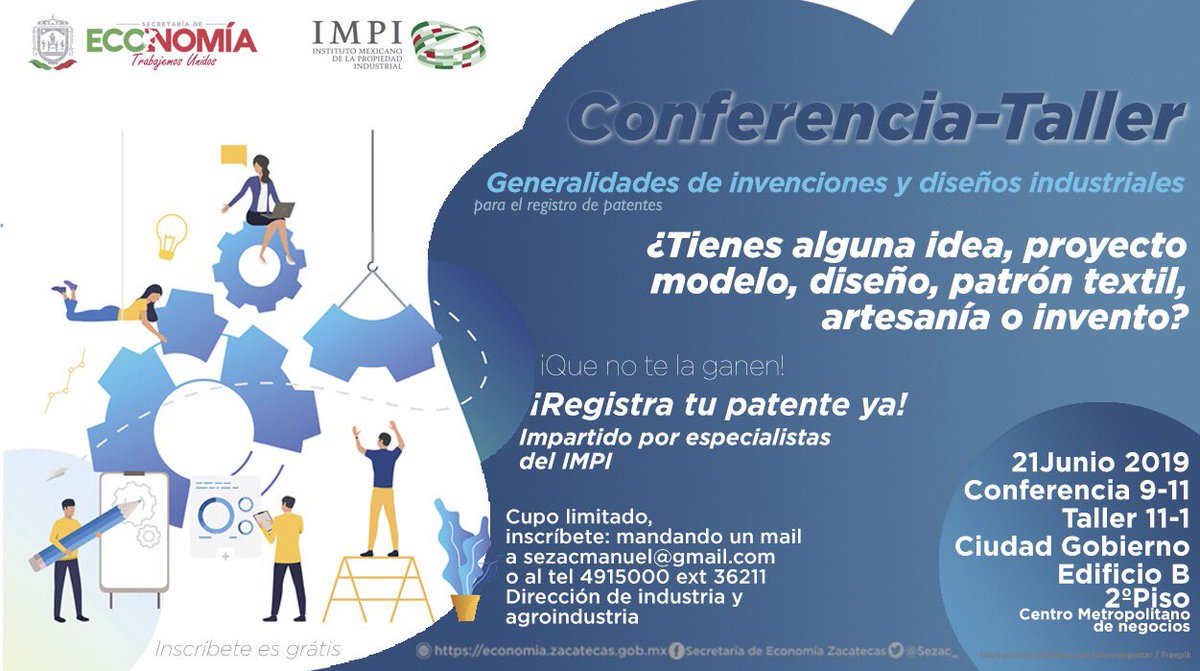 Te invitamos a participar en nuestra conferencia-taller en “Generalidades de invenciones y Diseños Industriales”. Totalmente gratuito.