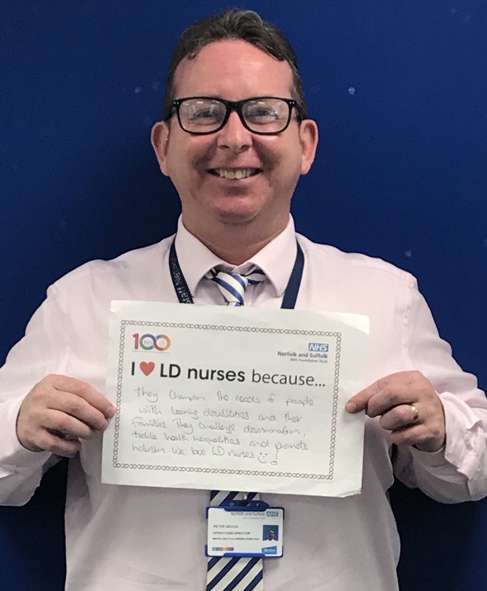 SueBprof1's tweet image. Pete, Operation Director @suffolkcc tells us why #LearningDisabilityNurses are important #RNLD100 @NSFTtweets @NSFTGreen_Light