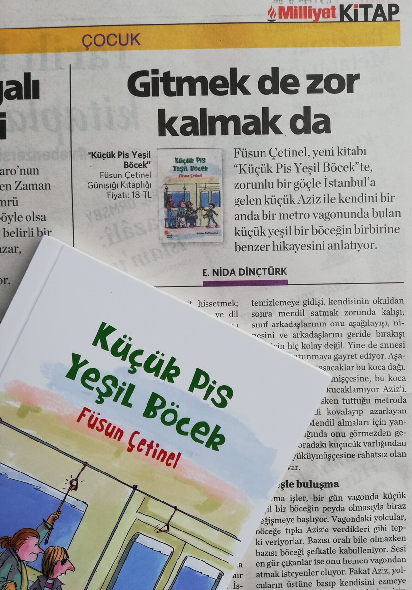 Füsun Çetinel'in yeni kitabı "Küçük Yeşil Pis Böcek" bugünkü <a href="/Milliyet_Kitap/">Milliyet_Kitap</a>'ta...🧡📚☀️ #günışığıkitaplığı #çocukkitapları