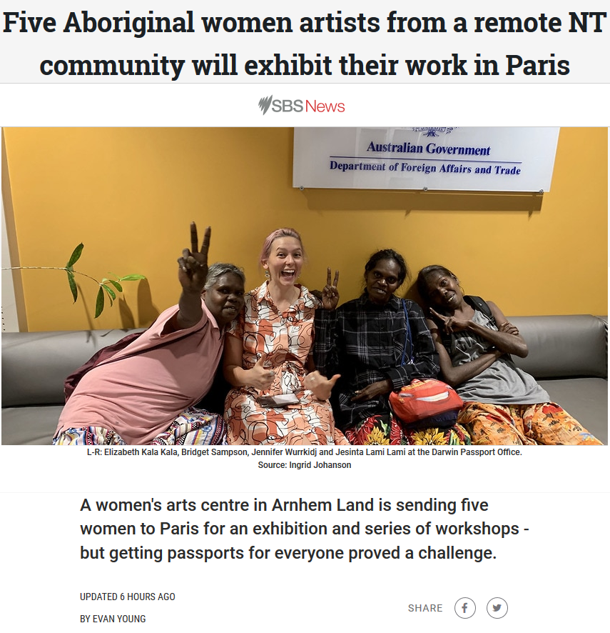 WgarNews's tweet photo. #GoodNewsStory
5 #AboriginalWomenArtists from a #remoteNTcommunity will #Exhibit TheirWork #inParis
#EvanYoung & #BabbarraWomensCentre Photos: https://t.co/K9Os347mNB
#WGARCompilation 20Jun19 ft #GoodNewsStories #AboriginalExhibit #AboriginalArtists: https://t.co/xeuc6a1eY0 https://t.co/79A9rTj2lH