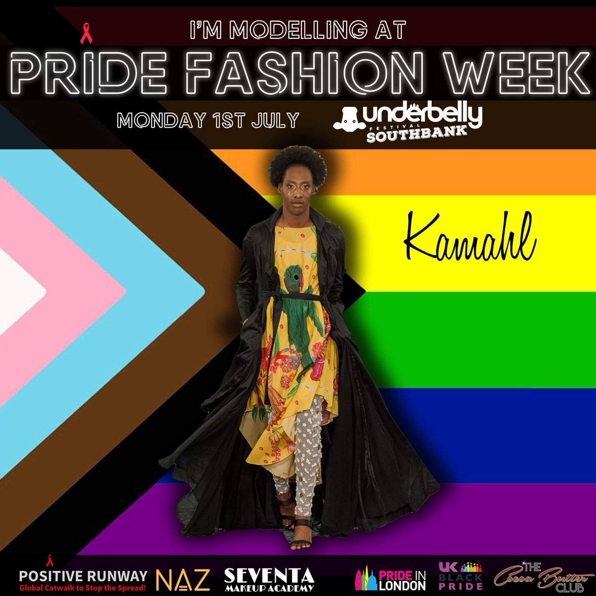 Kamahl will be walking for us at #Pride FASHION WEEK by <a href="/PositiveRunway/">PositiveRunway</a> part of #prideinlondon and #PrideMonth celebrations. Tickets at: bit.ly/2IHSOVO
#WorldPride @thecocoabutterclub  <a href="/ukblackpride/">UK BLACK PRIDE</a> <a href="/ukblackpride1/">ukblackpride</a> <a href="/LondonFashionWk/">London Fashion Week</a> <a href="/BritishVogue/">British Vogue</a> 
<a href="/bisialimi/">Lucifer (HE/HIM)</a> <a href="/SeventaImage/">Seventa Makeup Academy</a>