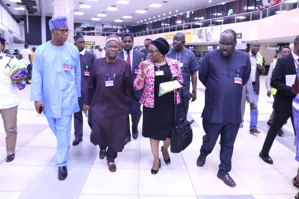 Fmohnigeria's tweet image. The Permanent Secretary Federal Ministry of Health, Mr. Abdulaziz Abdullahi &amp;amp; his team arrives at the Murtala Mohammed International Airport Lagos to inspect Port Health facilities as part of the Country&apos;s preparedness for emergency response @ehsquare @dadajuwon @akinolaboade