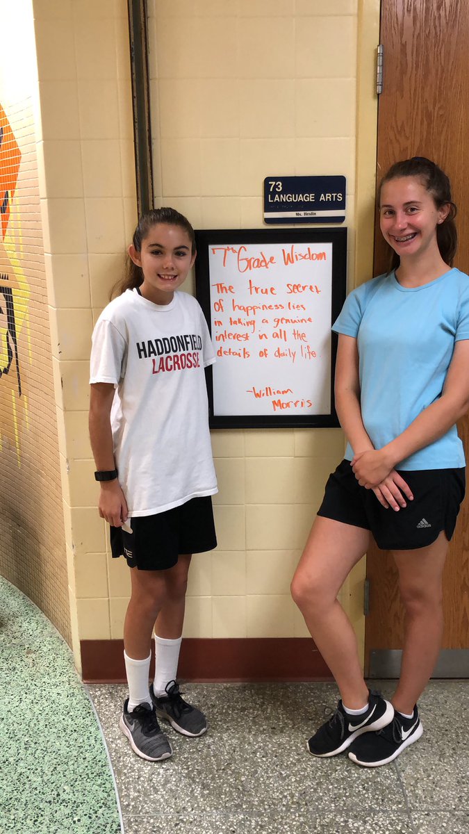 Last Thursday thought for 2018-19 school year: “The true secret of happiness lies in taking a genuine interest in daily life.”William Morris #seventhgradewisdom <a href="/HaddonfieldMS/">Haddonfield MS</a> <a href="/HaddonfieldEA/">HEA Members</a> <a href="/HaddonSchools/">Haddonfield Schools</a>