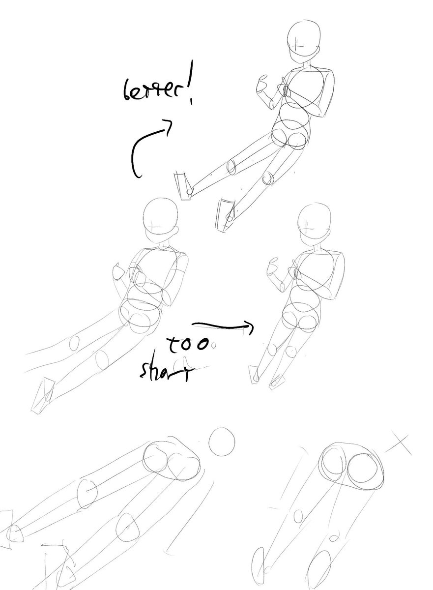 Studied anatomy, was quite surprised. Learned adding volume by drawing cylinders, and drawing legs in perspective (it's pretty simple as long as you keep the length the same as the arm, and remembering the length measured at the center of legs cylinders