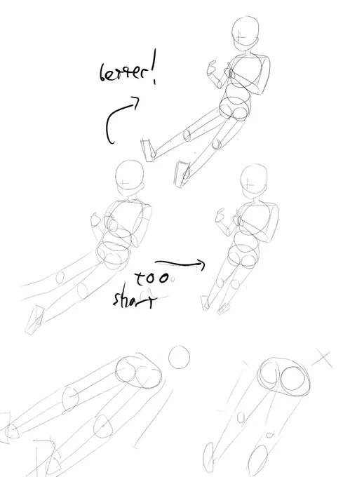 Studied anatomy, was quite surprised. Learned adding volume by drawing cylinders, and drawing legs in perspective (it's pretty simple as long as you keep the length the same as the arm, and remembering the length measured at the center of legs cylinders 