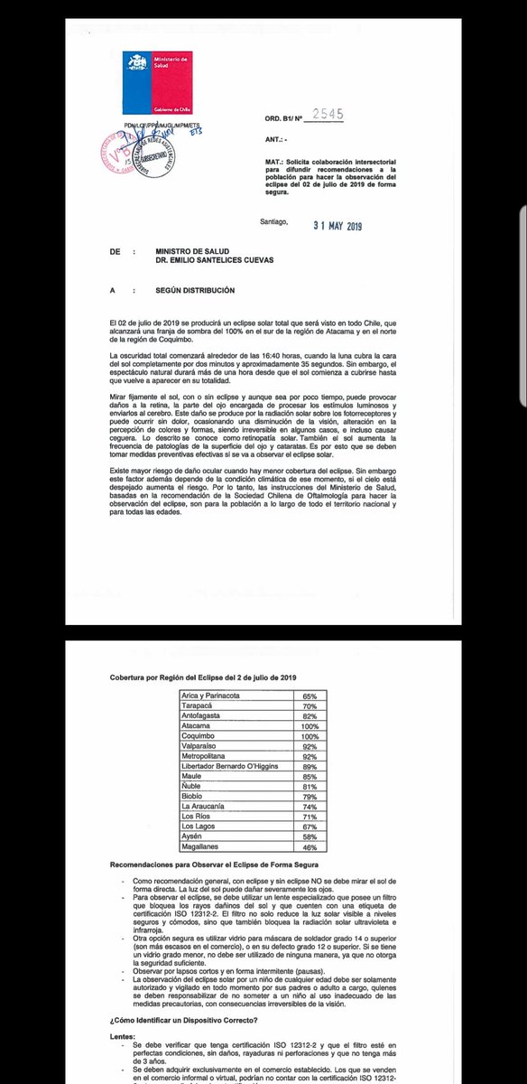 karenriquit's tweet photo. @rafa_cavada el ministerio de salud está haciendo circular un oficio y en Santiago se verá el eclipse en un 95% https://t.co/YoDKUYl2gT