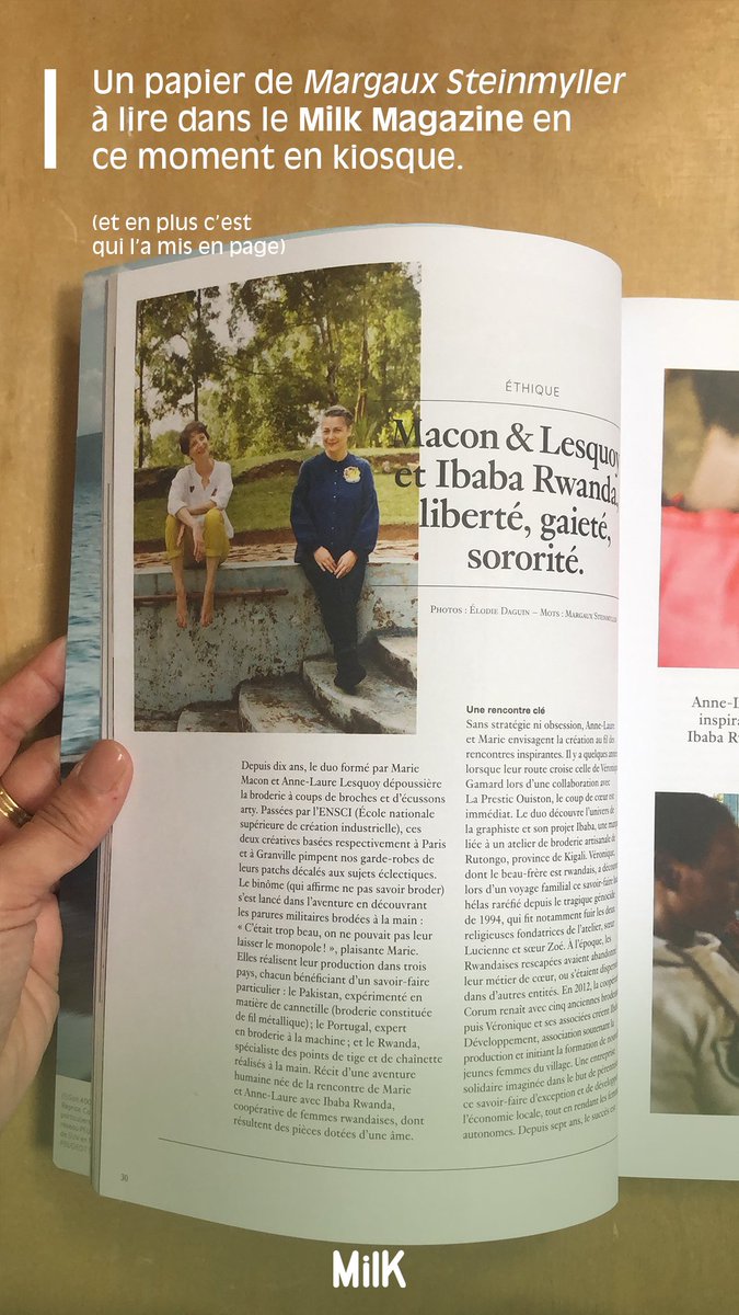 Mon reportage au Rwanda sur Macon et Lesquoy &amp; Ibaba Rwanda pour <a href="/MilK_magazine/">MilK Magazine</a> est dans les kiosques, c'est un papier sur un sujet passionnant, de <a href="/MXStein/">Margaux Steinmyller</a> #ethique #milkmagazine #portrait #reportage