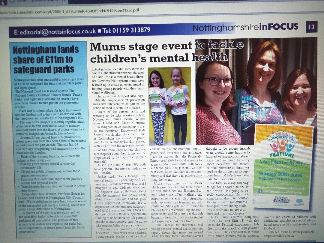 Really pleased to get coverage for this great event      (which I am also co-host of) Thanks @nottsinfocus. #Nottinghamshire businesses can you help us tackle #mentalhealth? Buy tickets for your employees or disadvantaged families at eventbrite.co.uk/e/positively-e… <a href="/NearNottingham/">In Near Nottingham</a>