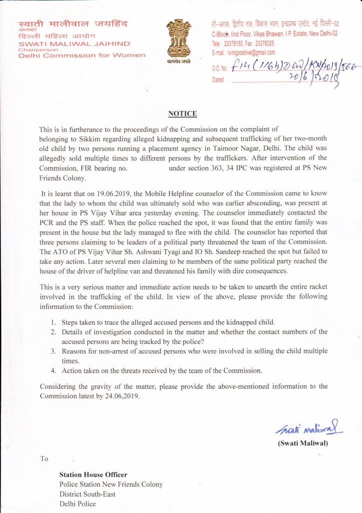 BajajSaryu's tweet photo. #MAJORBREAKING :
2 Month child sold over 5 times in Delhi, DCW ensures FIR
@DCWDelhi Cheif @SwatiJaiHind Notice issued to Delhi Police on non arrest of accused till date. @ArvindKejriwal @NaveenJaihind @SwatiJaiHind
@AamAadmiParty @AAPHaryana https://t.co/B8tdjg4nQm
