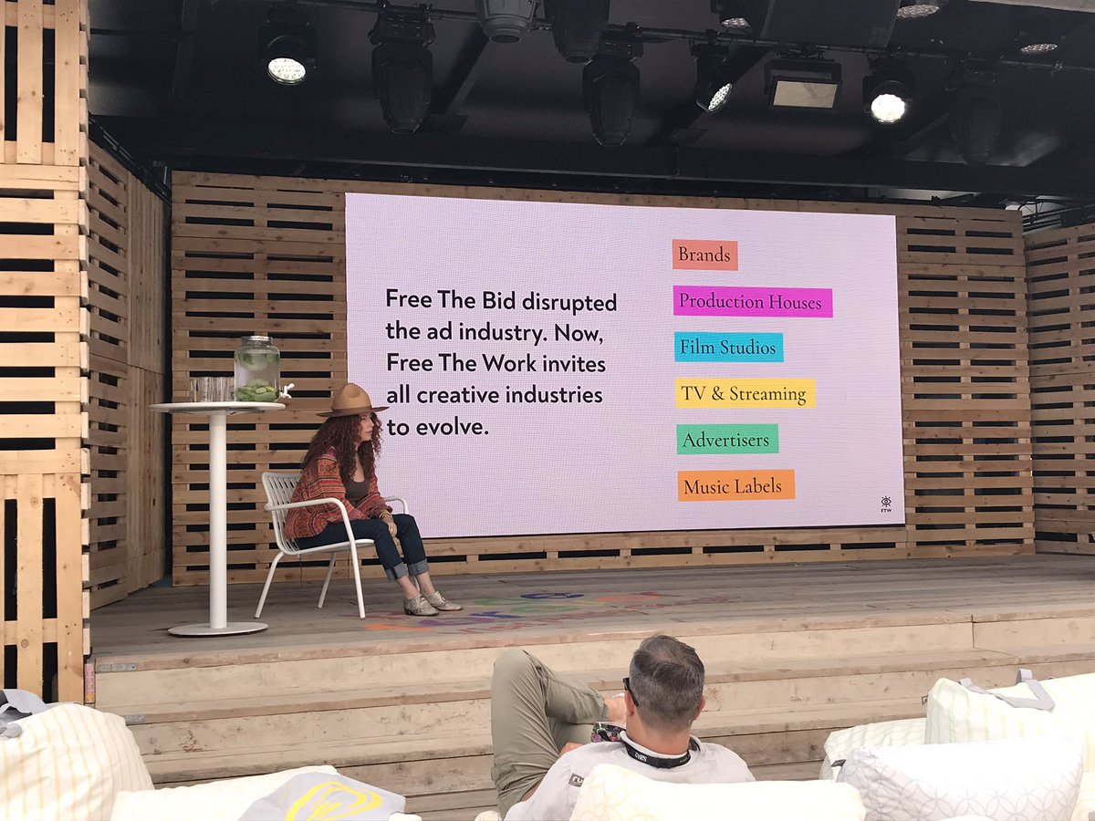 BiteTrends's tweet photo. The incredible @Almaharel introduces @freethework on the @Google beach. The project’s aim is to “treat talent discovery with the same urgency &amp; innovation...When you’re not working with new creativity, you’re missing out on a renaissance of talent” #CannesLions https://t.co/a3RsdNdsBR