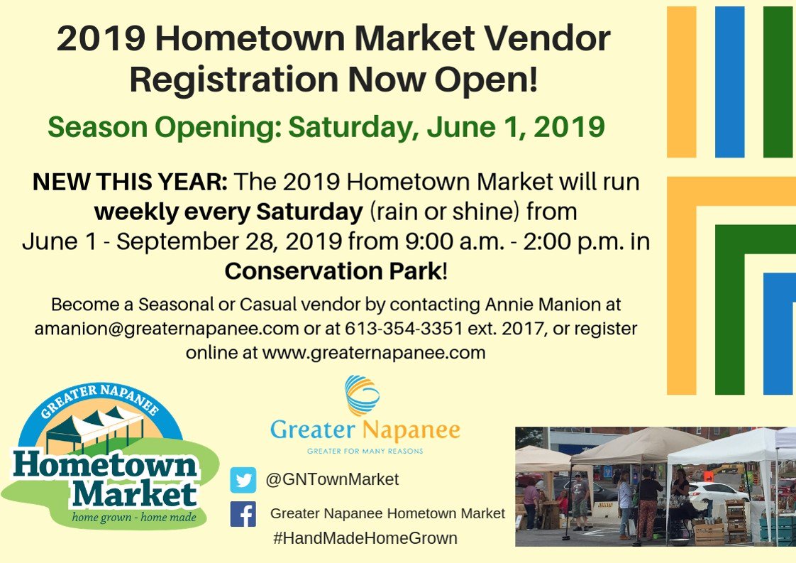 The 2019 season is underway, but it's not too late to become a Seasonal or Casual vendor!
For more information and to register, please visit our website: greaternapanee.com/en/live-play-a… #HandMadeHomeGrown
