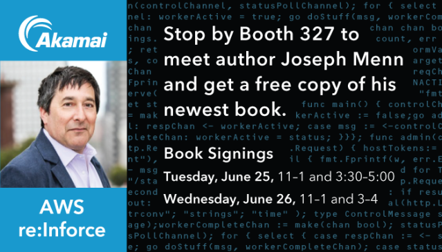 CASimeone's tweet photo. @JosephMenn will be signing Cult of the Dead Cow. Please stop by! @Akamai #reInforce https://t.co/5lNbdIp8oD https://t.co/TtBo2YVMem