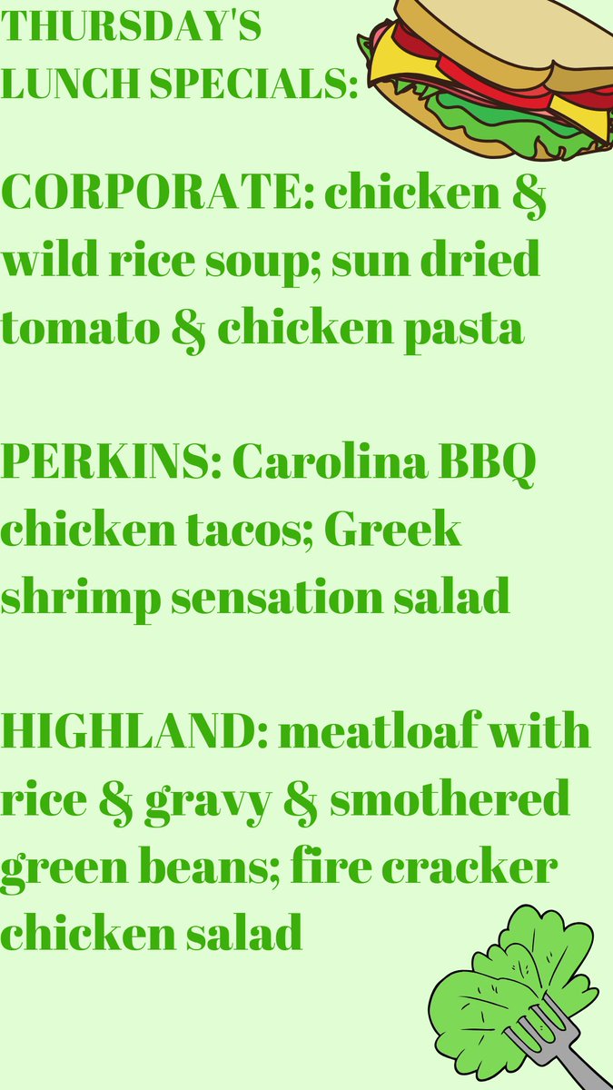 Thursday’s lunch specials😊