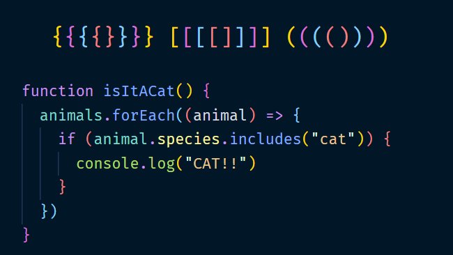 Code editor tip: install a bracket pair colorizer! 

It gives each set of matching (), [], and {} a different colour, making it 10x easier to scan through and quickly identify where each pair starts and ends.

It's a lifesaver when your code has a ton of ( [ { } ] ) 🙌