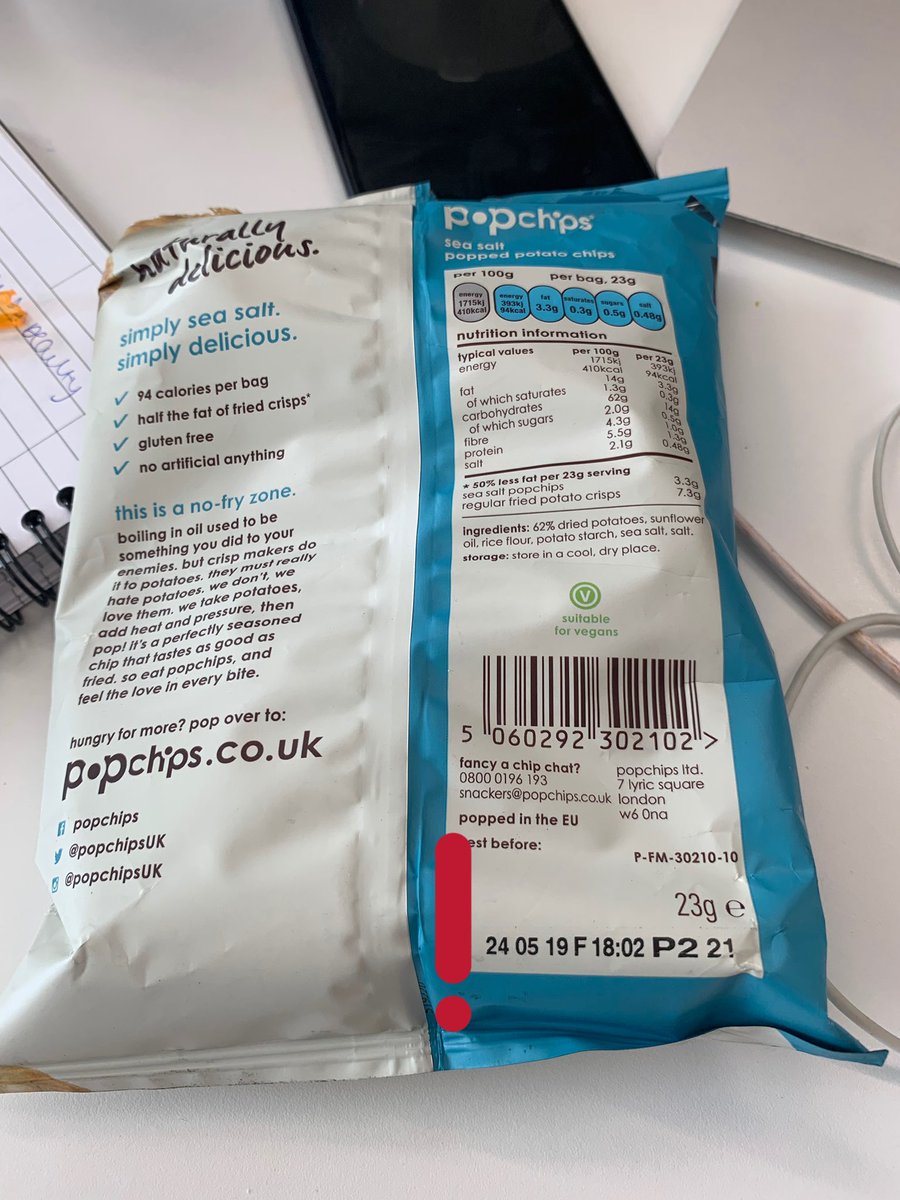 maddiepeatfield's tweet photo. Was just eating some crisps that I bought today from @abokado_uk  and realised they were almost a month out of date!!! 😫 https://t.co/WM4PadQubx