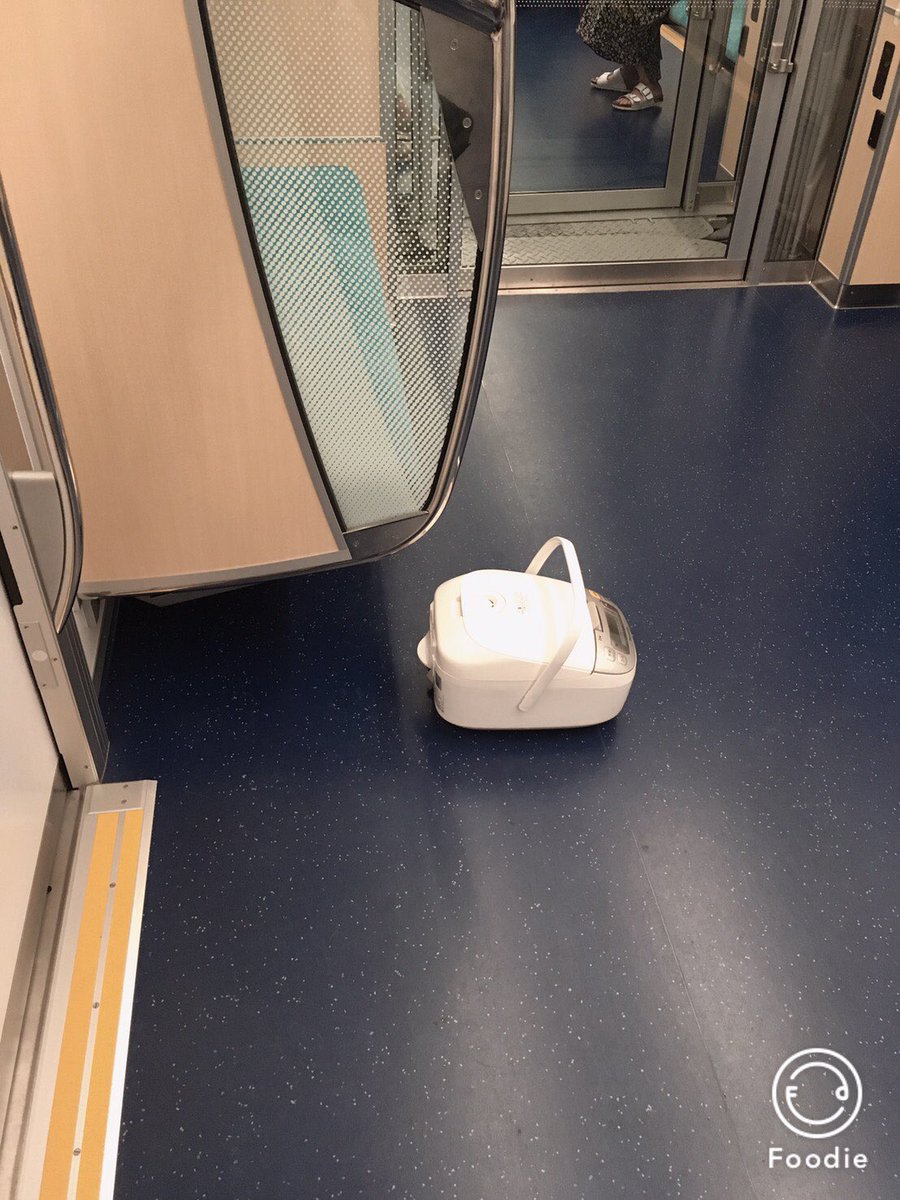 電車に乗っている野生の炊飯器を発見 無賃乗車の不届きものかと思いきや危険物の可能性も Togetter