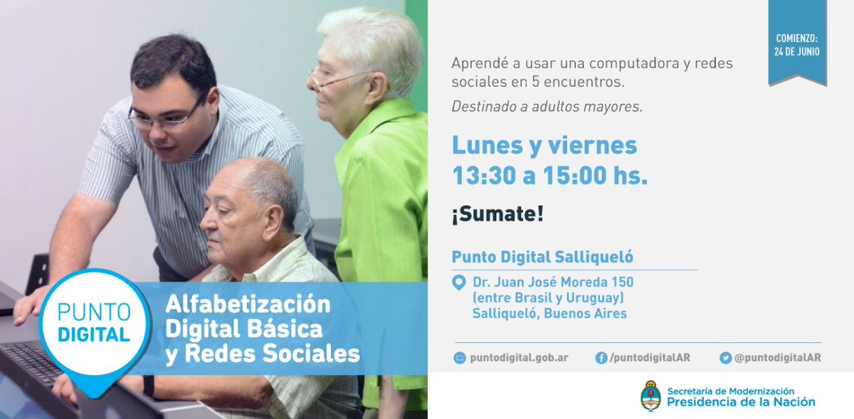 SalliIntendente's tweet photo. Comenzamos con las actividades en el Punto Digital Salliqueló. En el Espacio Municipal de Aprendizaje e Innovación comienzan los cursos para adultos mayores. https://t.co/EnWOSaA4wA