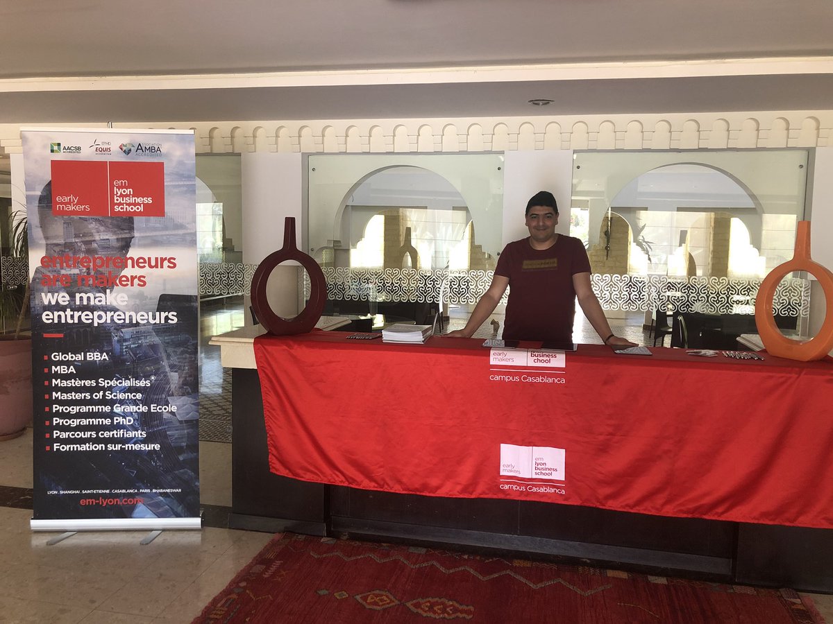 emlyon_casa's tweet photo. Lancement de la JPO à Marrakech. Notre Responsable Promo @OthmaneMouhtadi renseignera les jeunes Marrakchis sur notre programme sur 4 ans, le Global BBA. #StayTuned #earlymakers https://t.co/00KxGPvHPi