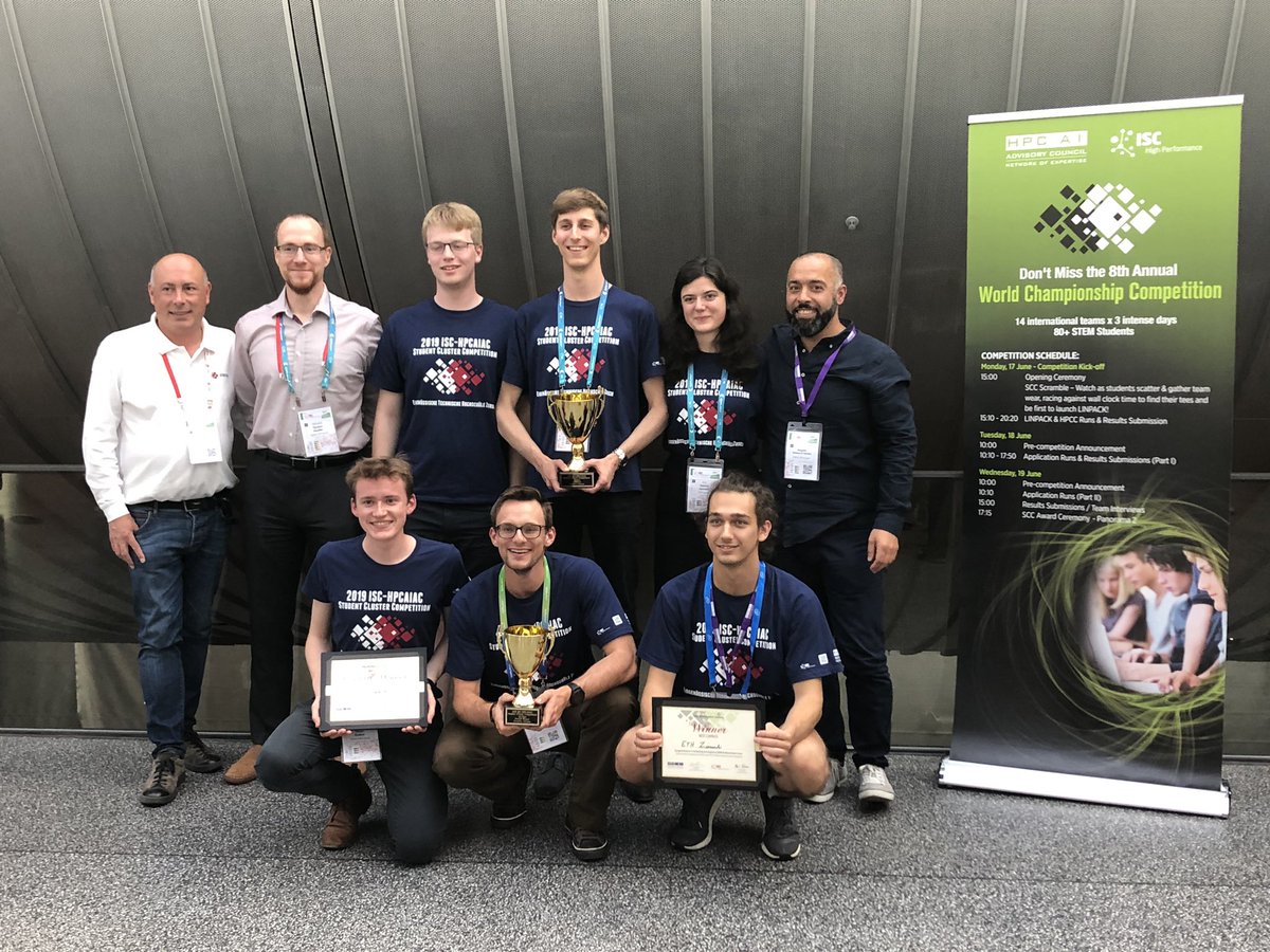 ETHRacklette's tweet image. Less than a year after founding this team, we&apos;re very proud to have been awarded the Linpack award and 3rd overall award at the Cluster Competition of #ISC19.
This success was made possible by our supporters
@cscsch
Dalco
@GIGABYTEServer 
@intelhpc
@mellanoxtech
@nvidia
@spcl_eth