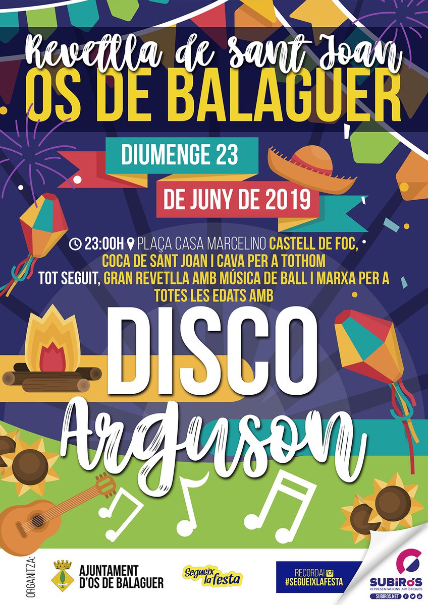 Les millors Revetlles de Sant Joan per a gaudir al màxim de la nit més curta de l'any!
BONA REVETLLA A TOTHOM!!!
#revetlladesantjoan #atope #ballaruca #segueixlafesta
facebook.com/SUBiROSReprese…