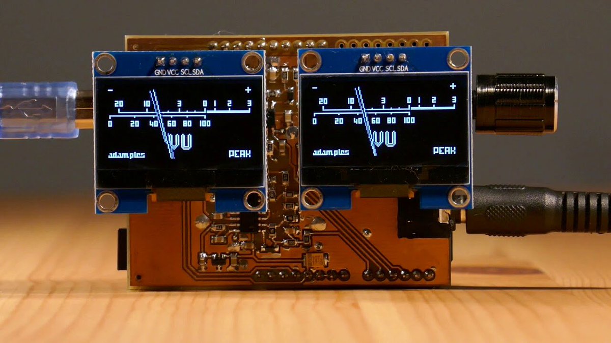 MicrochipMakes's tweet image. A stereo VU meter using two OLED screens and an ATmega88/168/328! bit.ly/2MXIi1M