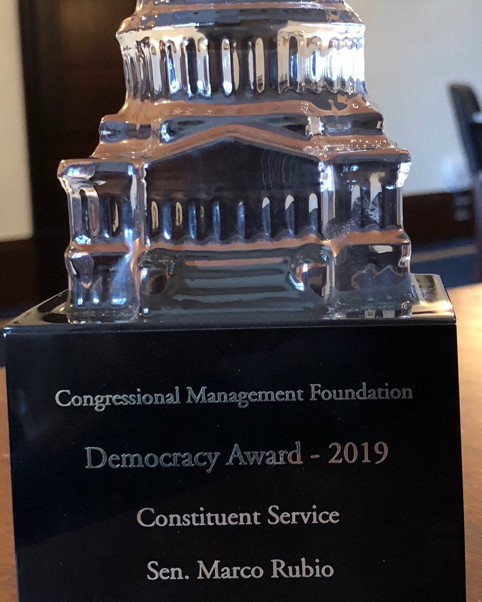 This morning I was proud to accept the 2019 #DemocracyAwards for Constituent Service from @congressfdn 

Thank you to our excellent constituent service staff for their tireless dedication to & compassion for those we serve. 

#Sayfie #FlPol