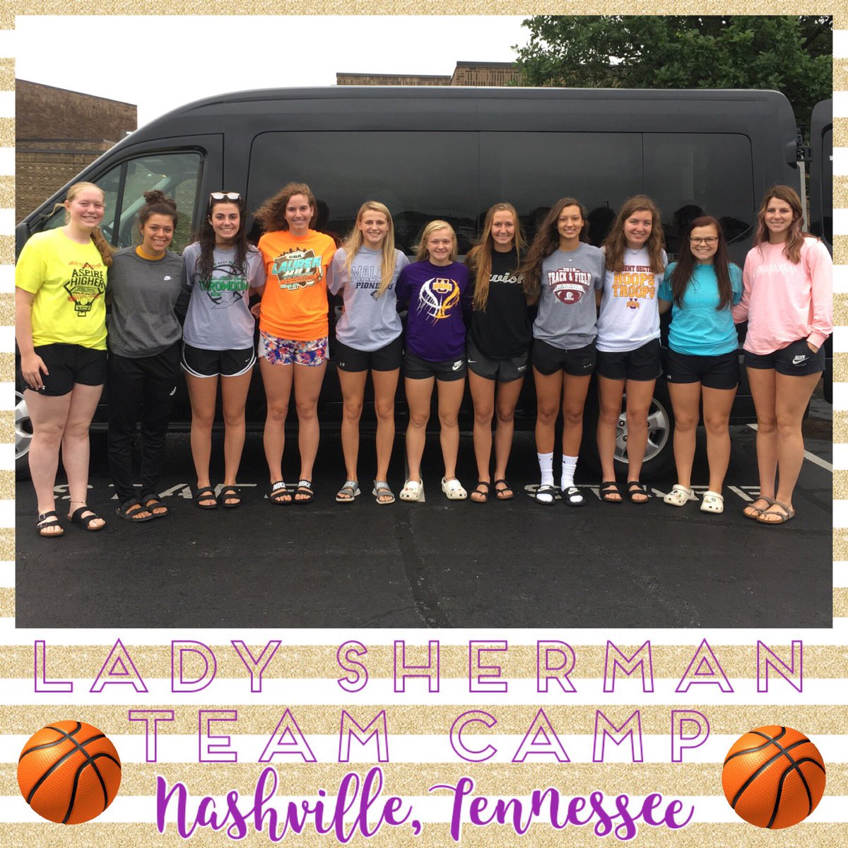 Safe travels Lady Shermans!             💜🏀💛                      #nashvillebound #ladyshermans #playwithpassion