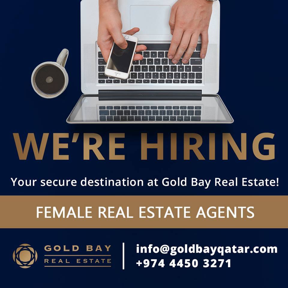 GoldBayProperty's tweet photo. We’re hiring female real estate agents with excellent communication and interpersonal skills.
Interested candidates, send your CV to info@goldbayqatar.com https://t.co/xnL3A3A4SV