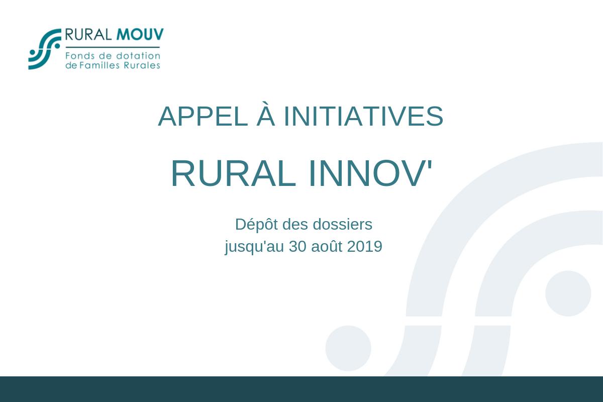 Vous portez un projet innovant pour répondre aux défis des #territoires ruraux ? Rural Innov’, l'appel à initiatives du fonds de dotation  #RuralMouv est ouvert jusqu'au 30 août 2019 &amp; propose une aide  pouvant aller jusqu’à 10 000€ #innovation #ruralité famillesrurales.org/appel-initiati…