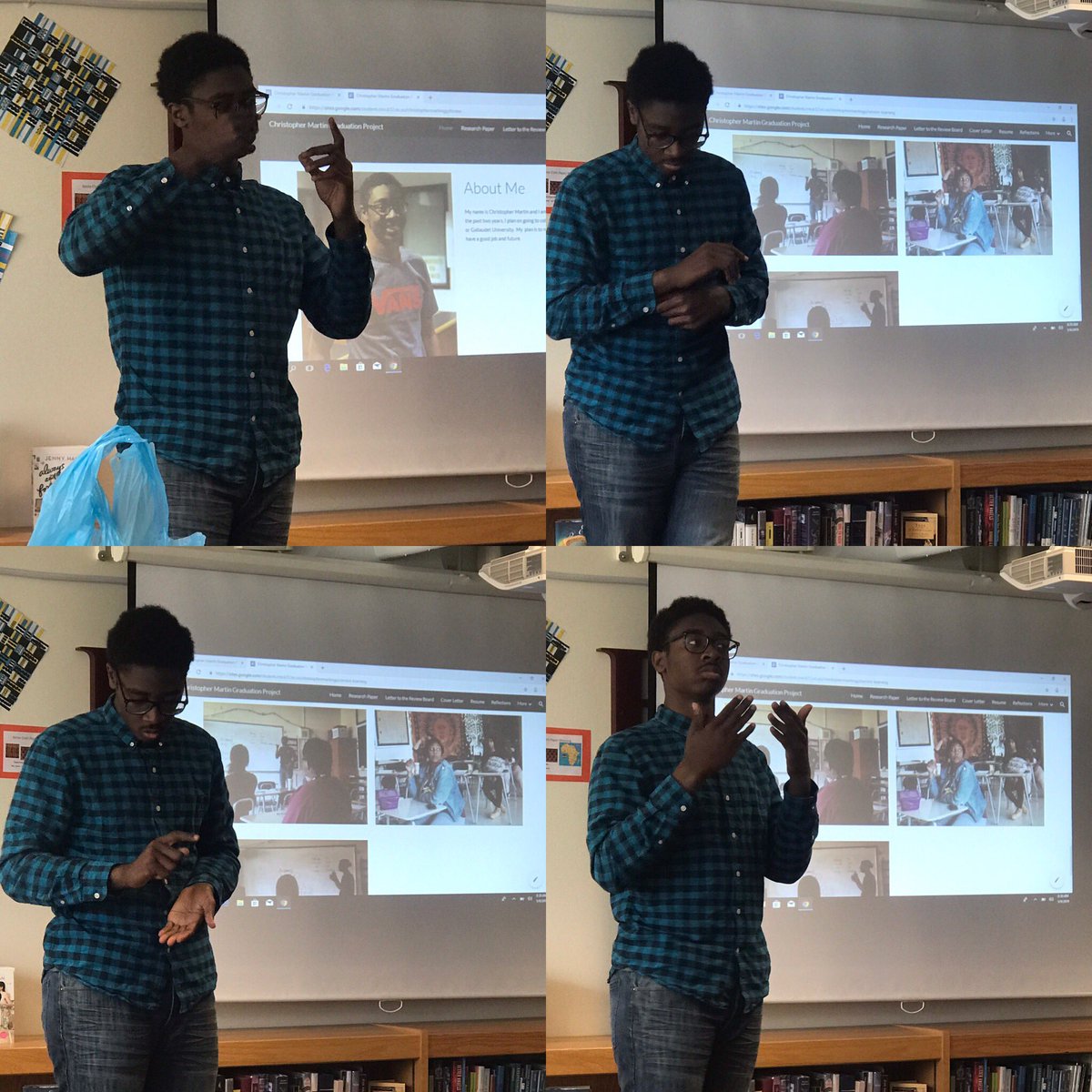 DubCLions's tweet photo. Should #AmericanSignLanguage be taught as a foreign language? @dubcclassof2019 scholar Chris practices GP w/Mrs. Robinson’s 1 bk IB Eng III class. #KissFist @DubCAlumni @WC_Lions_Sports @RITtigers bound #DubCFlashback 5.9.19 #DubCLevelUp #neveradullmomentatthedub #oohtobeaLION https://t.co/1v6jYxaY5G
