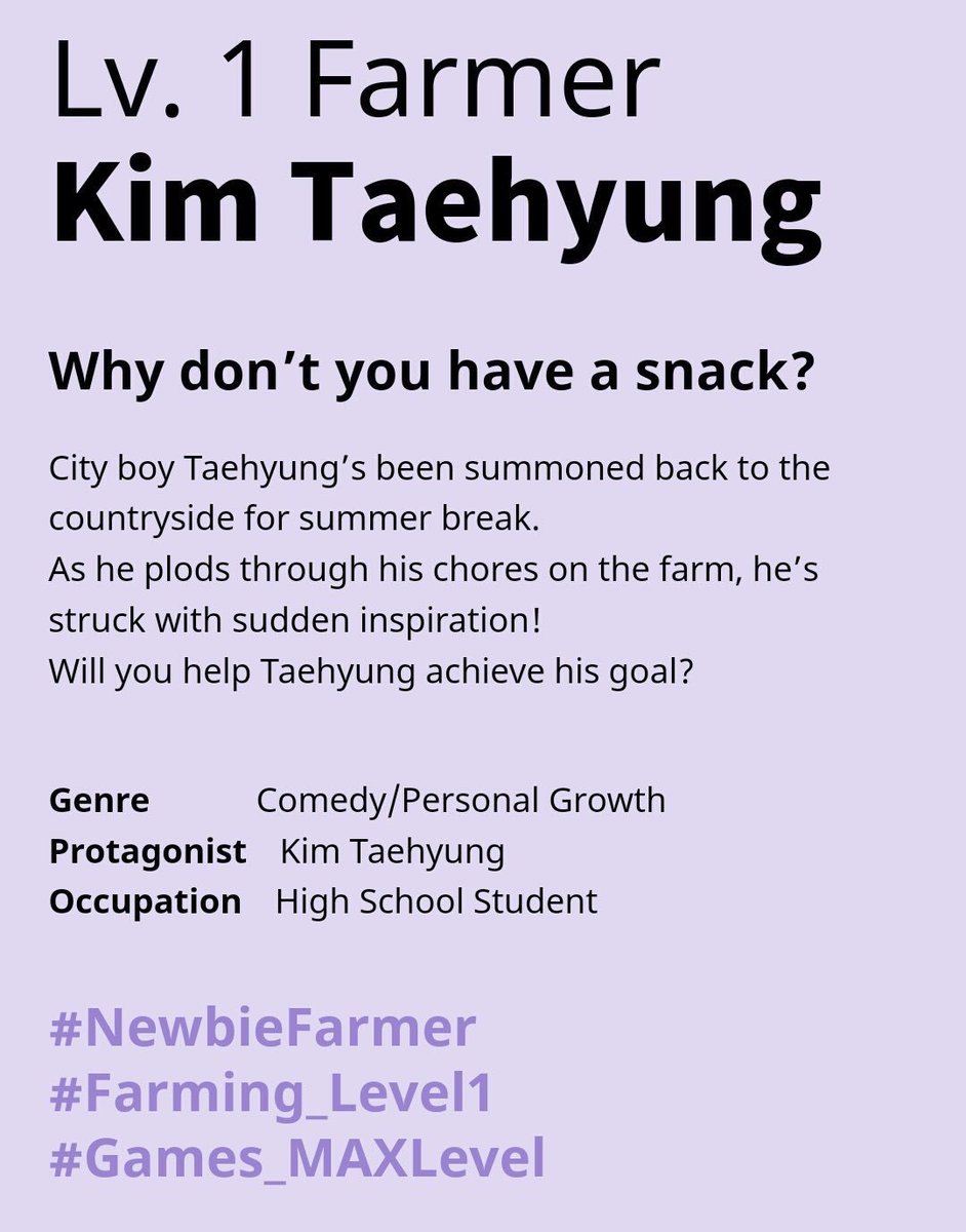 VBrasil_'s tweet photo. Descrição da história:

“Por que você não faz um lanche?

O menino da cidade Taehyung foi chamado de volta ao campo para as férias de verão. Enquanto ele caminha arduamente pelas suas tarefas na fazenda, ele é atingido por uma inspiração repentina! (+)“ https://t.co/m6m4pSy55W