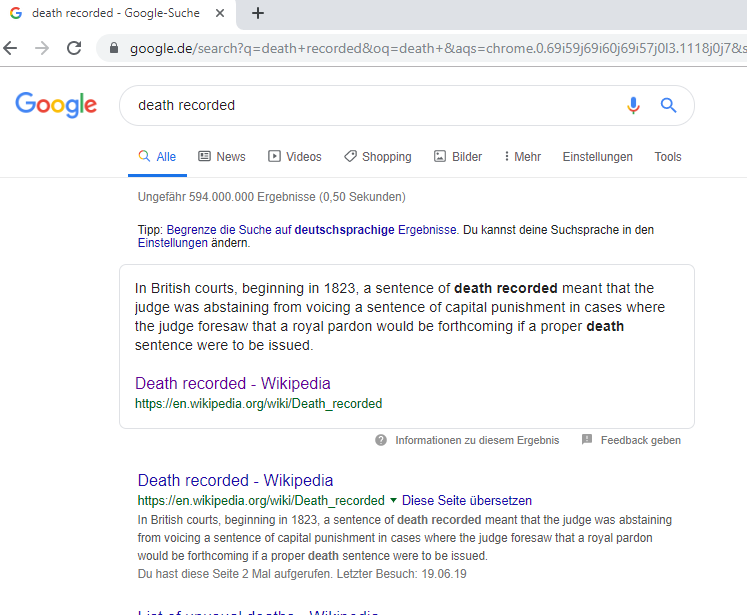 presroi's tweet photo. Google und Wikipedia haben ein (für mich) neues Feature. Wenn ich nach einem Begriff suche, kommt manchmal die Onebox, die aus Wikipedia einen Begriff erklärt. Das ist alt. Neu ist, dass auf Wikipedia der relevante Satz angestrichen wird.
(via "#targetText=" in der URL) https://t.co/4Qmw1YMEXY