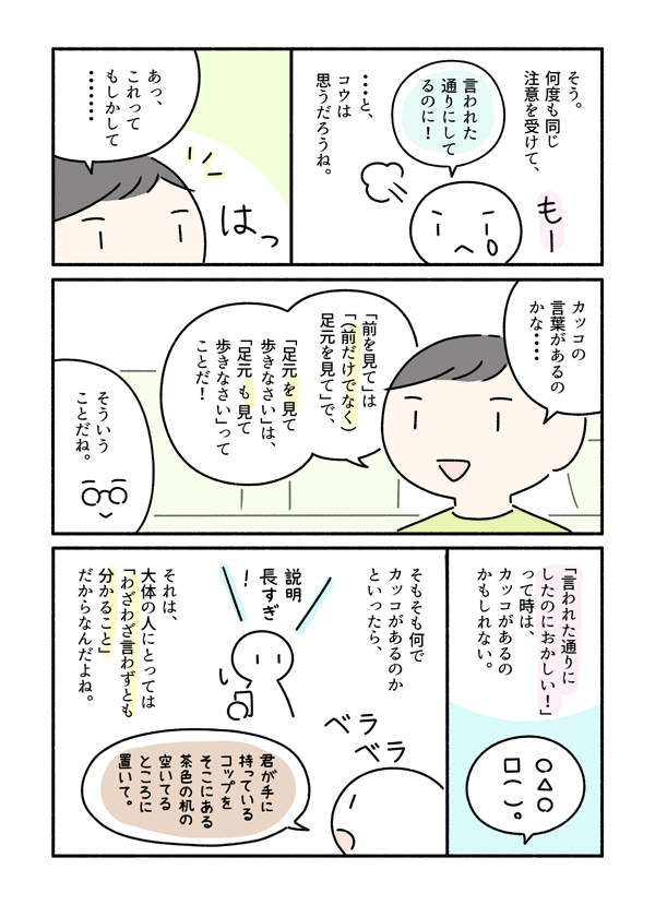 『言ったvs言ってない』の応酬になりがちな、会話の中のカッコについてのマンガです。 