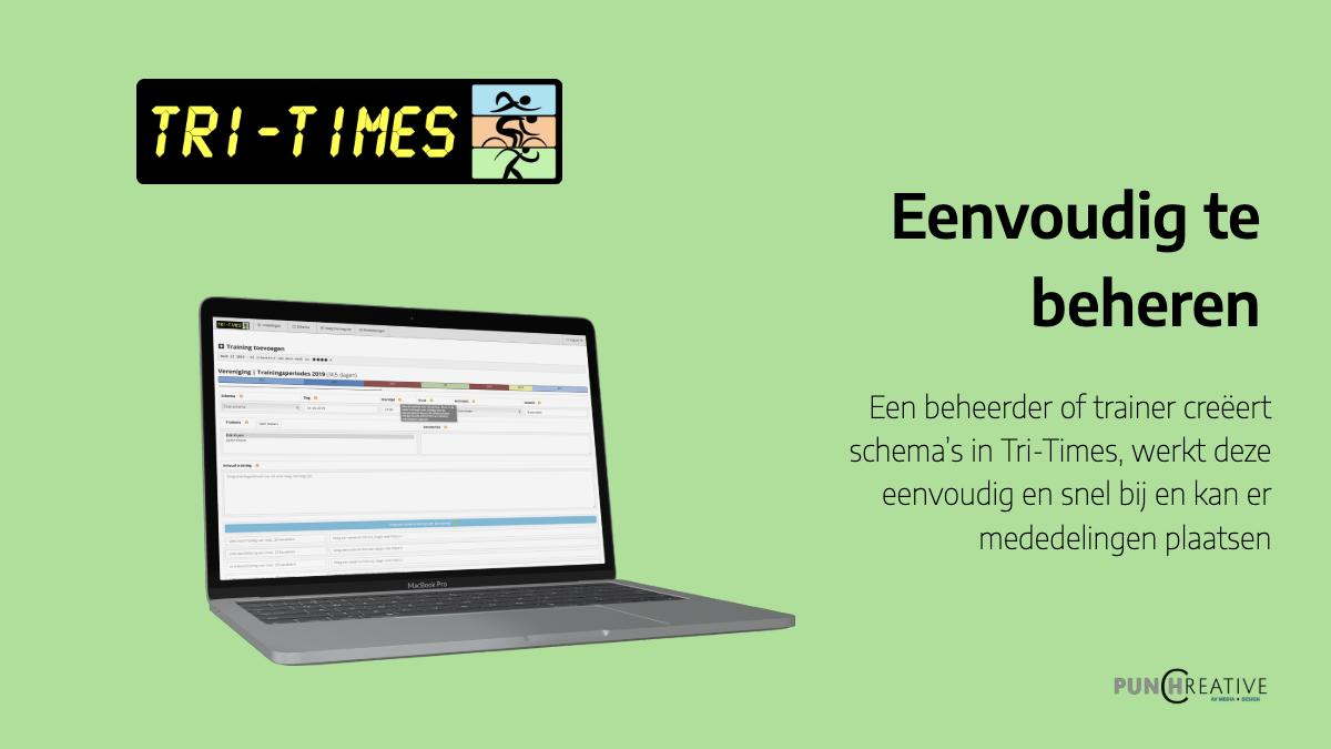 tritimesnl's tweet image. In Tri-Times creëert een beheerder of trainer de trainingsschema’s. Werkt deze
eenvoudig en snel bij en kan er
mededelingen plaatsen voor de sporters als er last-minute aanpassingen zijn. #triathlon #training #loopschema #fietstraining #zwemtraining #webapplicatie #tool #app